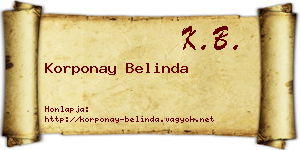 Korponay Belinda névjegykártya